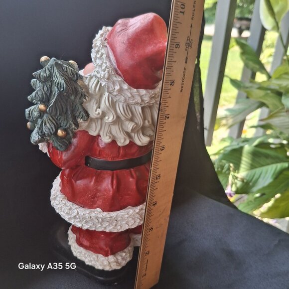 Ceramic Santa Claus Figurine Holding Christmas Tree & Lantern Christmas Artsy - Picture 9 of 10